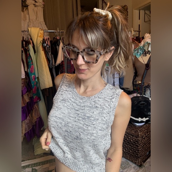 Knot Sisters Black and White Knit Tank Top XS TO Medium - Picture 2 of 9